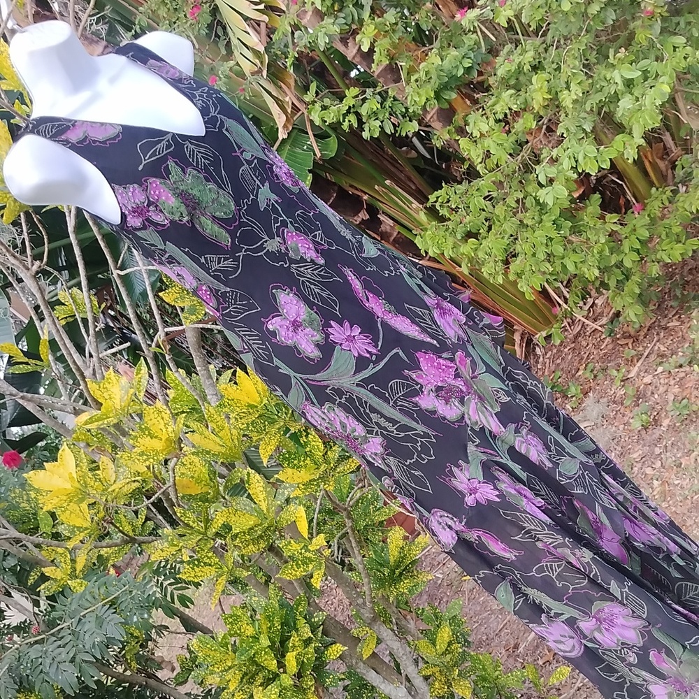 '90s Vintage Silk Maxi Tank Dress Size Small, Eva Blue Designer - Picture 6 of 11